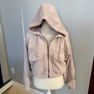 Ashley By 26 International Pink Corduroy Hooded Cropped Jacket